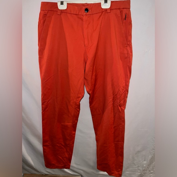 Mens sz 34 Lululemon Orange casual zip up pants EUC